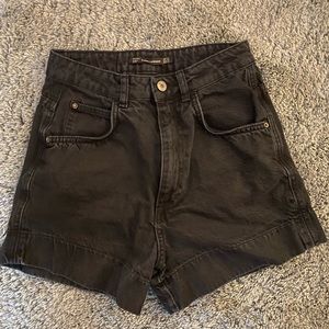 Black Denim High Waist Shorts